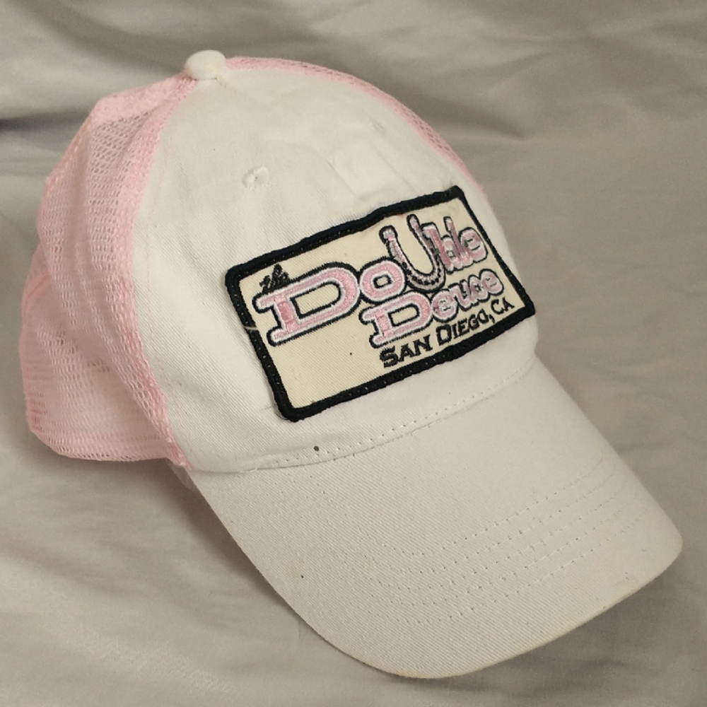 Women's White and Pink Cap
